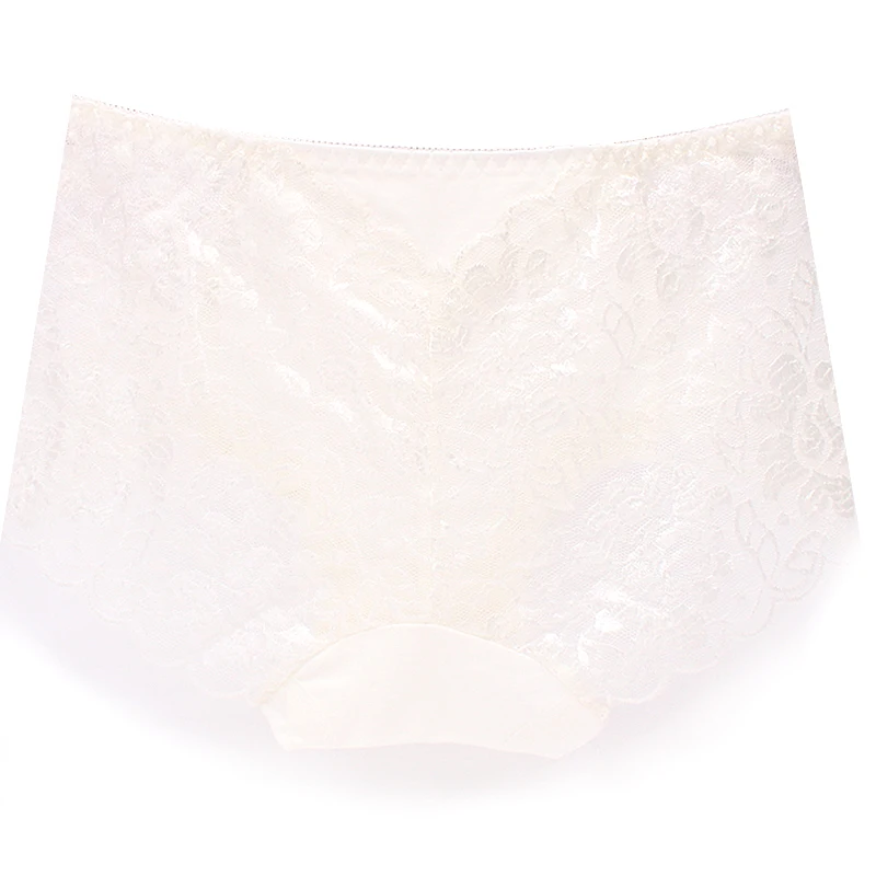 White Briefs Сексуальное женское нижнее белье, Прозрачное нижнее белье, большие кружевные трусики размера плюс трусы со средней посадкой, женские модные трусы XXXL - Цвет: White Briefs