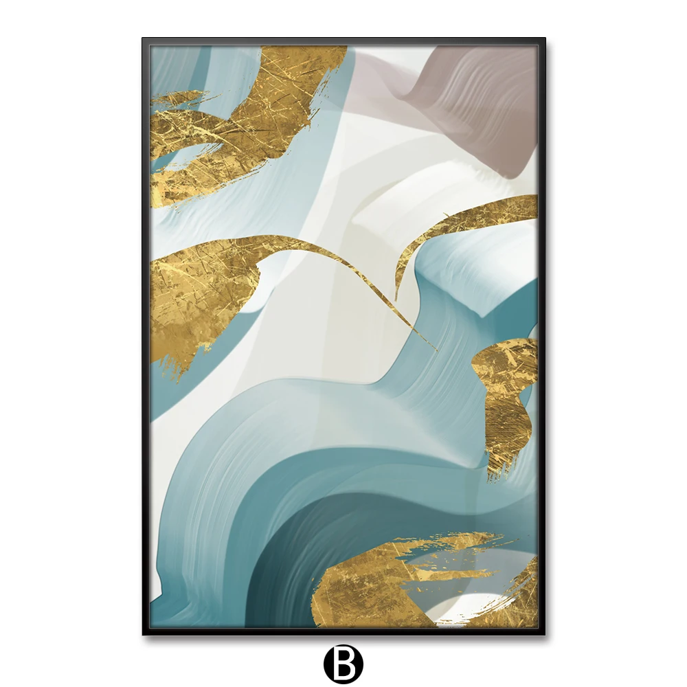 Абстрактная Настенная картина с золотом и жидкостью настенный плакат на холсте