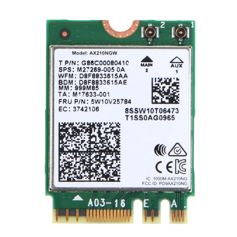

Dual Band 2400Mbps Wifi 6E AX210 M.2 Wifi Wireless Card Bluetooth 5.2 Antennas LX0A