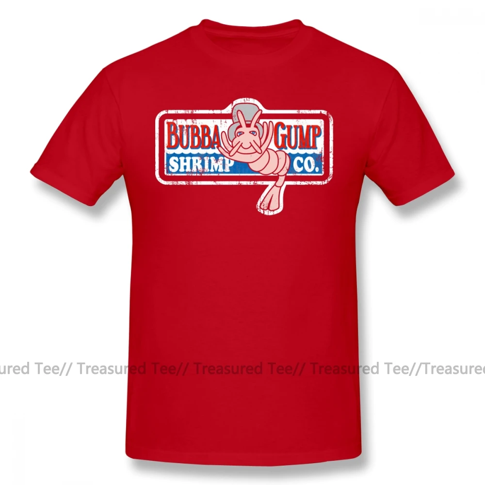 Форрест Гамп футболка Bubba Gump Футболка с принтом 4xl Футболка потрясающая Классическая 100 хлопок короткий рукав Мужская футболка - Цвет: Red