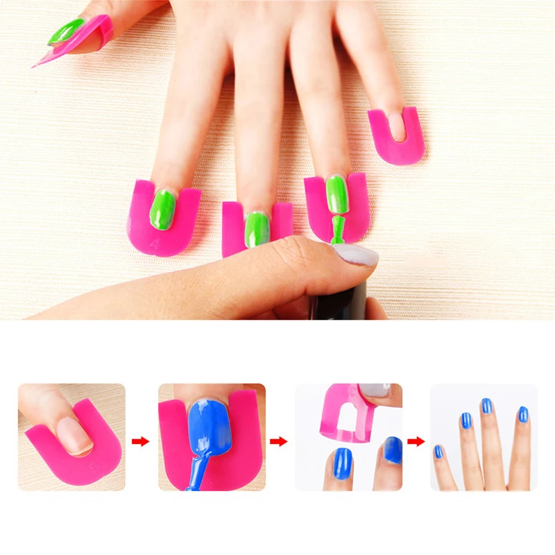 

26PCS Nail Overflow Clip DIY Nail Polish Cosmetic Curve Nail Stickers Nail Protector Manicure Finger Cover Nail Polish Nail Mold