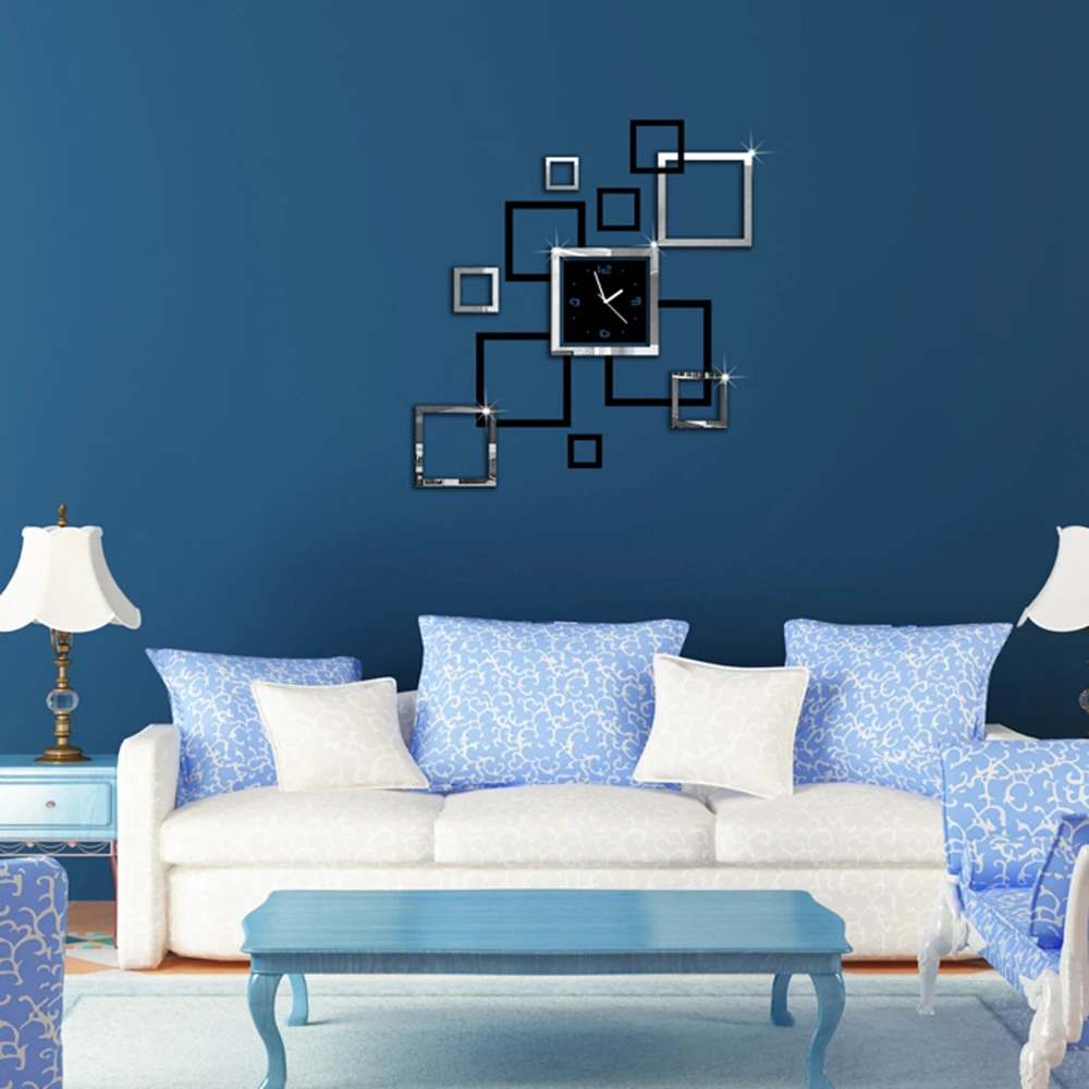 Современные съемные зеркальные акриловые настенные часы наклейки виниловые