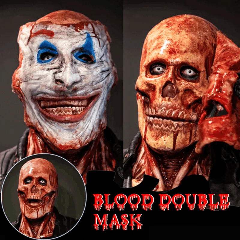 

New Halloween Double-layer Ripped Mask Bloody Horror Skull Latex Mask Scary Cosplay Party Masks Mascaras Halloween Mask