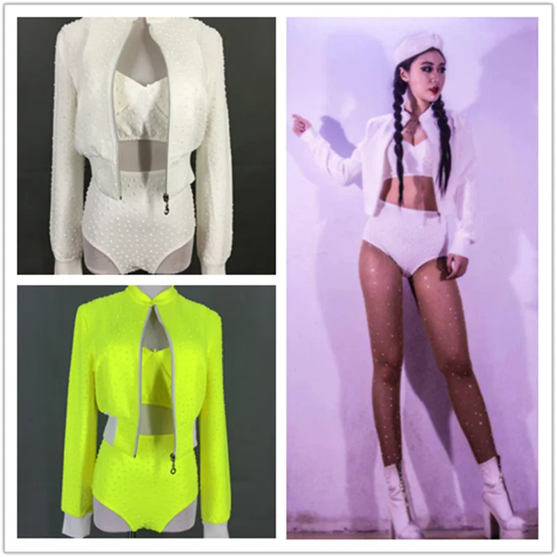 Женский костюм певицы DJ джаз танцы хип-хоп флуоресцентные зеленые шорты с