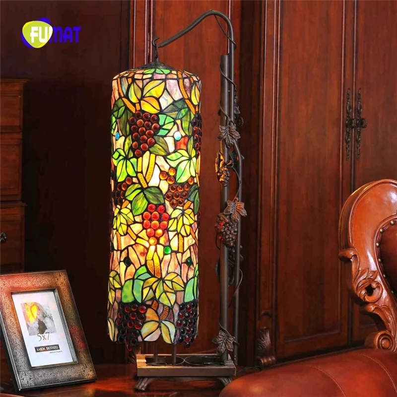 

FUMAT Grape Vine Vineyard Floor Lamps Tiffany Style Staneid Glass Living Room Art Light Atmospheric Luxury Hall Lobby Bedroom