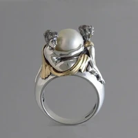 100 real 925 sterling silver white pearl ring for women anillos silver 925 jewelry gemstone bague diamant pearl bizuteria rings