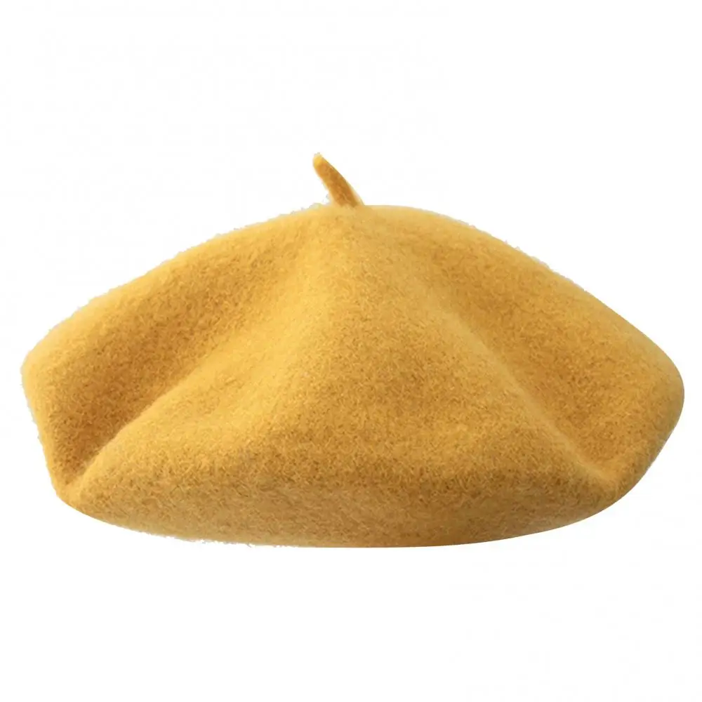 

Wholesales Vintage Women Girl Autumn Winter Solid Color Warm Woolen Beret Hat Caped Gift