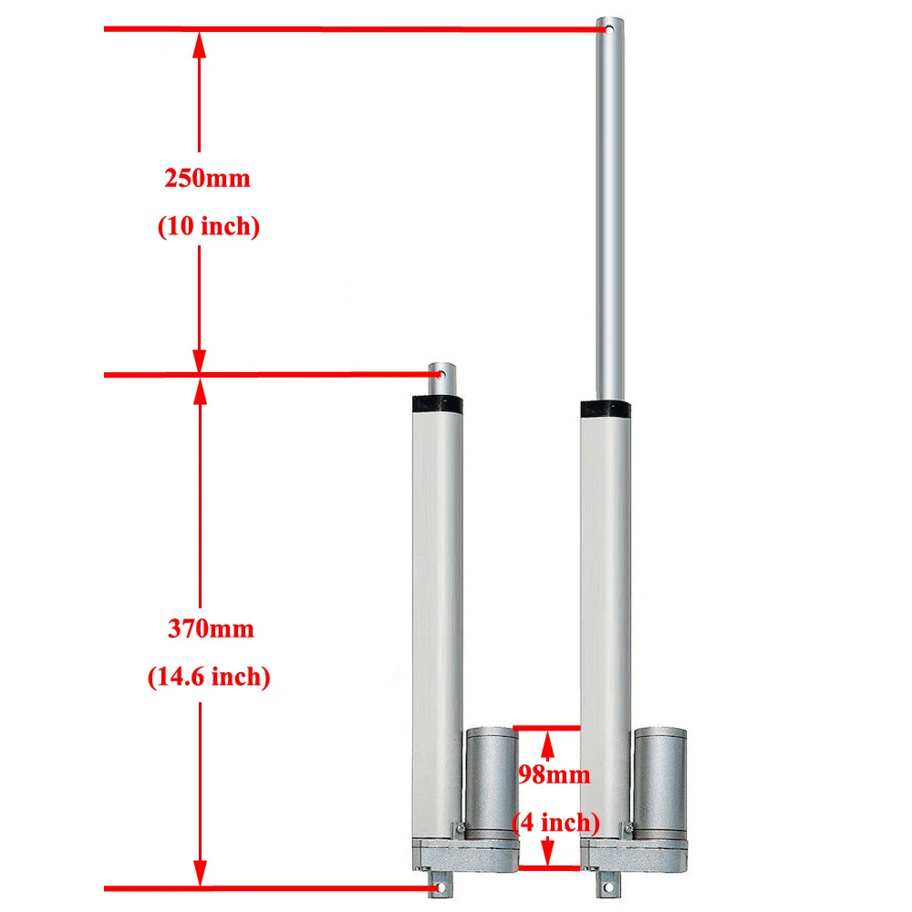 14mm/s Speed 250mm 10&quot Stroke Heavy Duty Linear Actuator &ampBrackets&ampWireless Remote 1000N 220 Pound Max Lift IP65 DC 12V Motor |