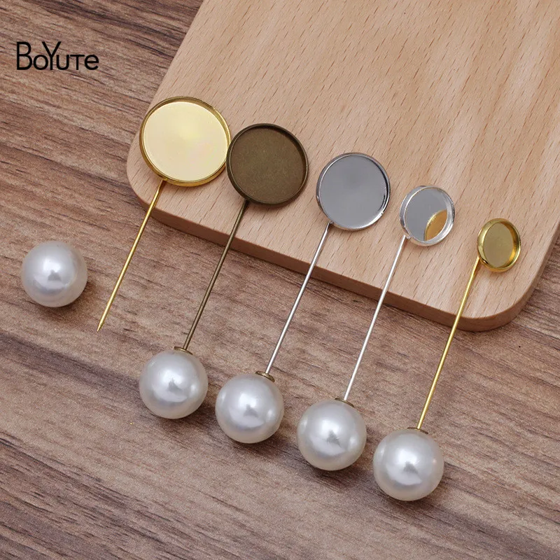 

BoYuTe Custom Made (200 Pieces/Lot) Fit 10-12-14-16-18-20MM Cabochon Blank Lapel Pin Base Diy Hand Made Jewelry Accessories