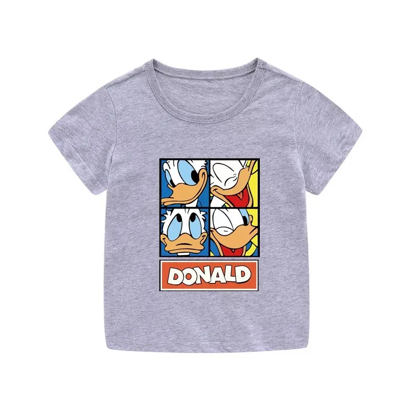 Летняя футболка с мультяшным Дональдом Даком Повседневная принтом для девочек и
