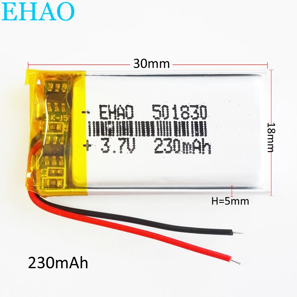 Литий-полимерная аккумуляторная батарея EHAO 501830 3,7 в 230 мАч для Mp3 GPS Bluetooth наушников и умных часов