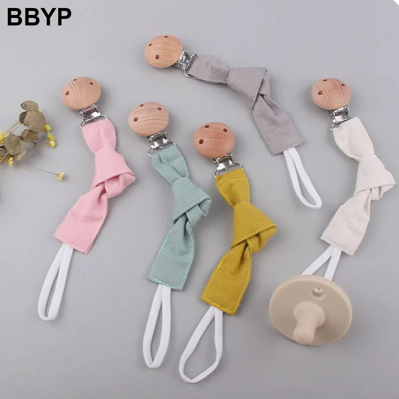 

1-5Pcs Baby Cotton Pacifier Chain Beech Wood Pacifier Clip Infant Teething Toys Holder For Nipples Baby Teether