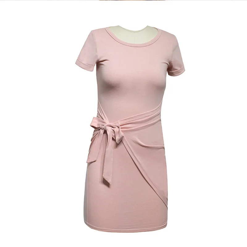 

2021 Casual Ruched Drawstring Bodycon Dress Women Sexy Short Sleeve Club Party Dress Ladies Solid Skinny Elegant Dress Summer