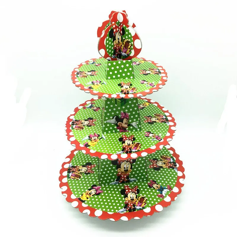 Cake stand 1set Минни anniversaire вечерние Минни Маус посуда коллекция для маленьких детей на день рождения украшения, товары для вечеринки - Цвет: Cake stand 1set