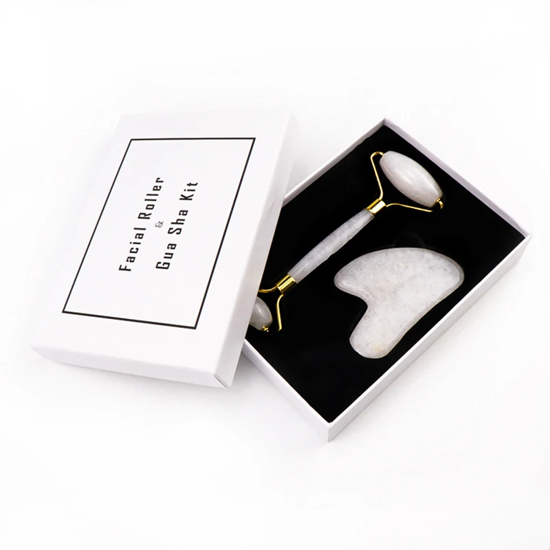 

Face Massage Jade Roller White Natural Stone Crystal Slimmer Lift Wrinkle Double Chin Remover Beauty Care Slimming Tools