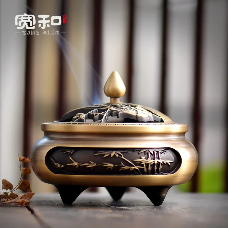 

Width, and pure copper censer household indoor purify air aroma stove archaize aloes dish incense burner ta for Buddha