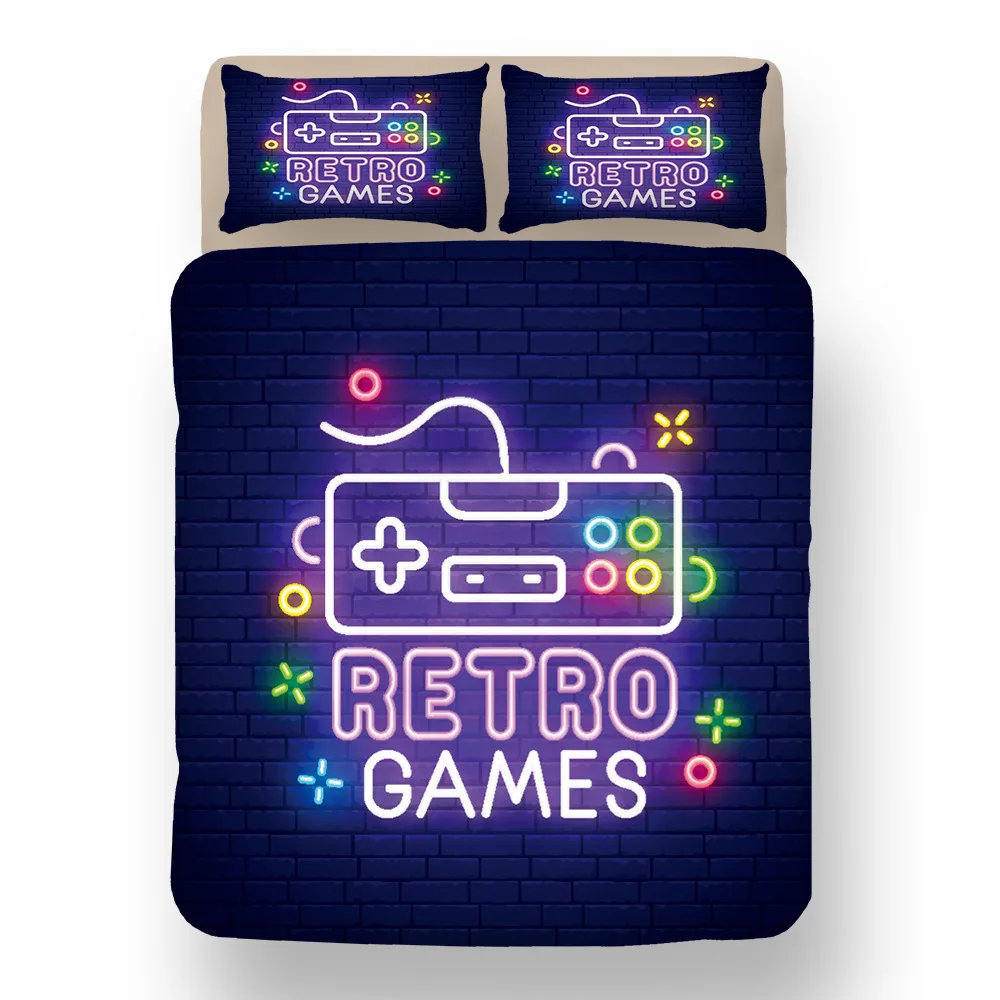 3D Печатай Игровой Коврик Комплект Постельного Белья Queen Size Одеяло Чехол Комфортера Креативный Черный Плед Наволочка 2/3шт на.