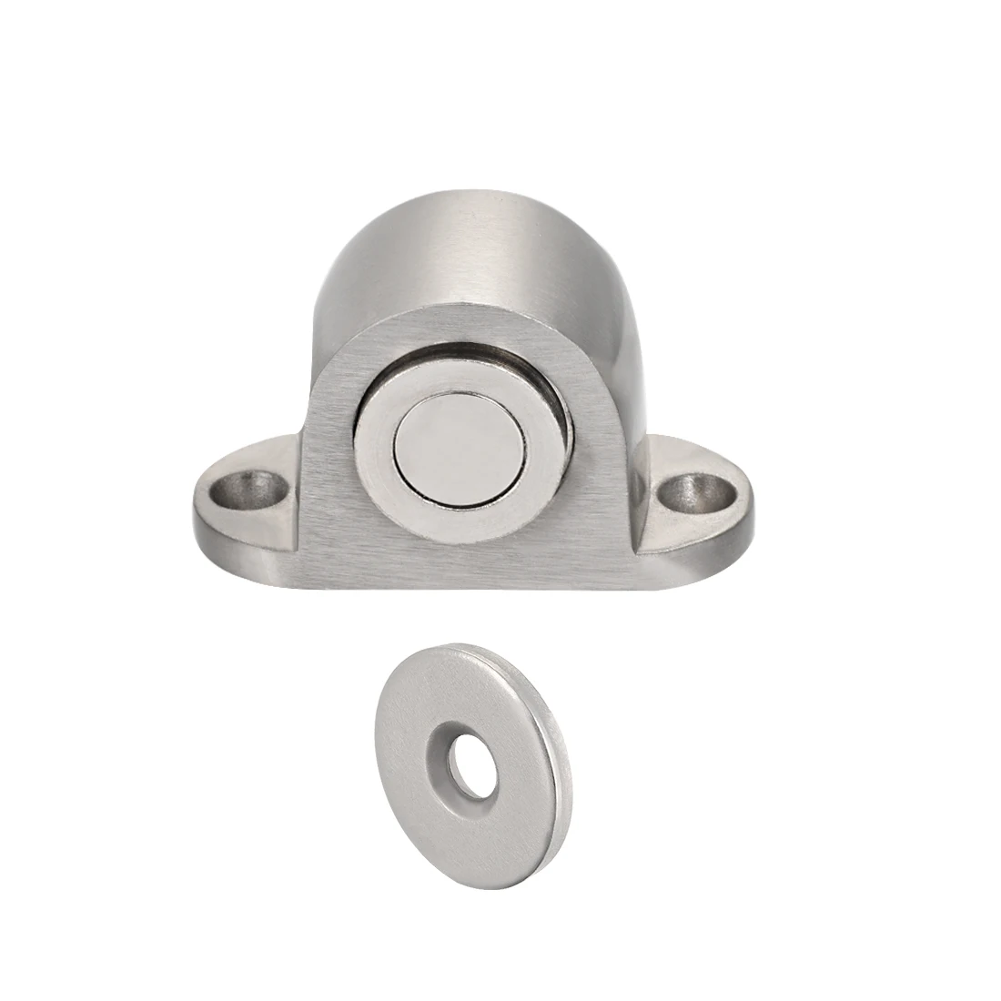 

uxcell Magnetic Door Stop Catch Brushed Door Stopper Floor Mount Zinc Alloy Silver Tone 2pcs