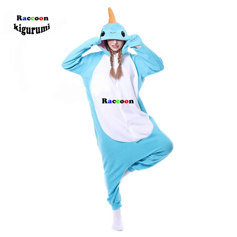 

New Women Onesie Narwhal Pajamas Cosplay Kigurumi Animal Homewear Cartoon Sleepwear Costume Party One-Piece Men Pajama Onsie