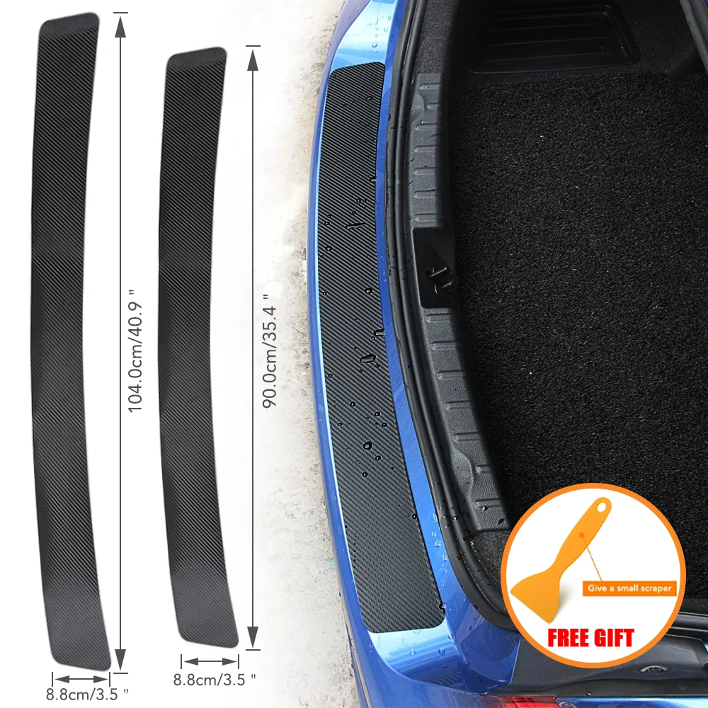 

Universal Trunk Rear Guard Plate Sticker Car Rear Bumper Trim Anti-Kicked Scratch Protection Sticker Strip 3D Carbon Fiber Film