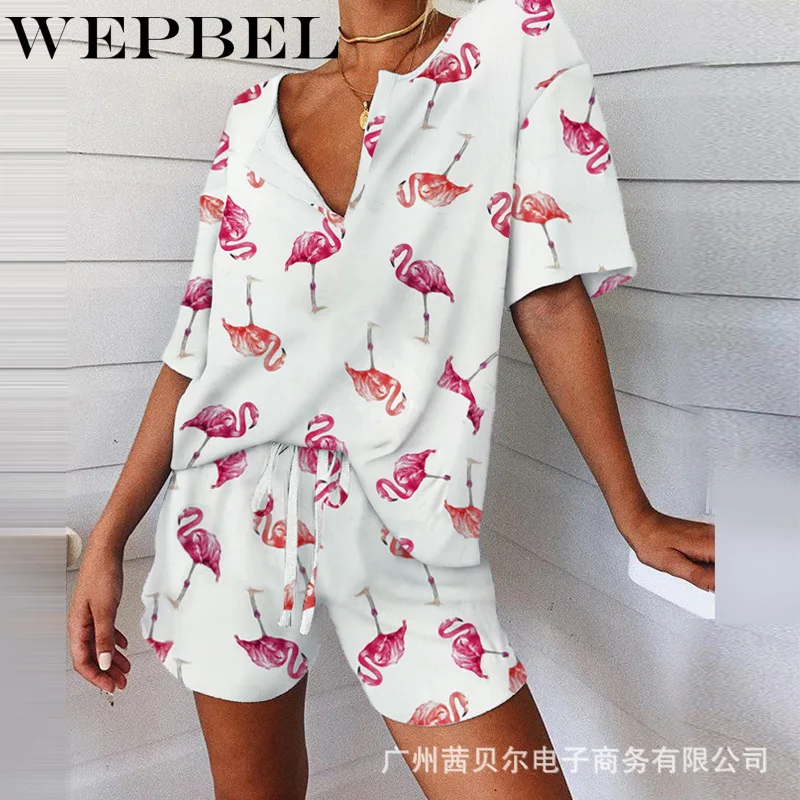 Пижамный комплект WEPBEL для женщин свободная короткая одежда сна удобная домашняя