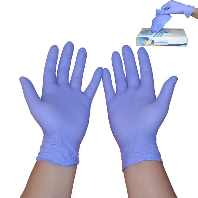 Одноразовые нитриловые перчатки фиолетового цвета длиной 9 дюймов для пищевых