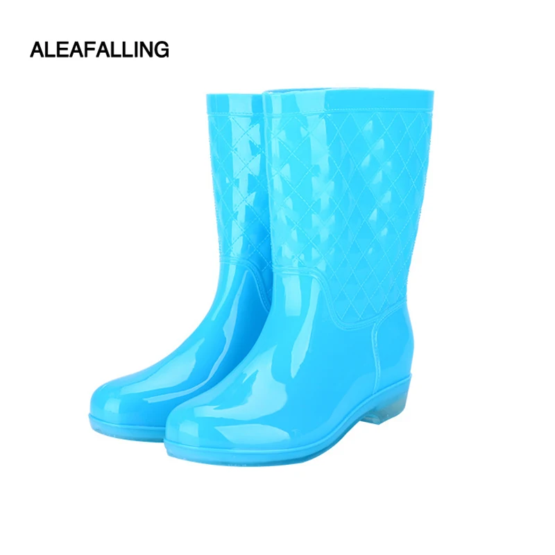 

Shinny Pvc High Soft Tube Women's Rainshoes Slip Resistant Waterproof Boots Removable Cotton Cover Ladies Rain Shoes Size 36-40