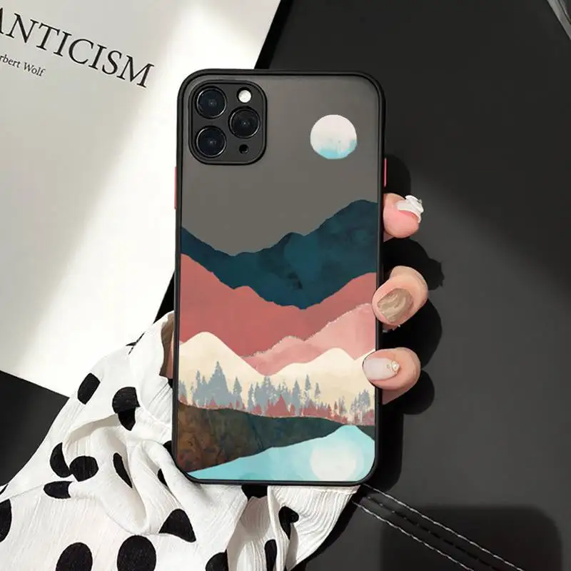 

Mountain Marble Moon sunset landscape Phone Cases matte transparent For iphone 7 8 11 12 plus mini x xs xr pro max cover