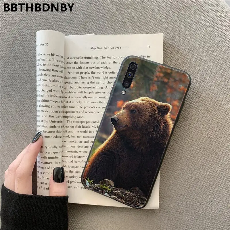 Для samsung a50 медведь Smart Cover Черная мягкая крышка чехол для телефона обратите