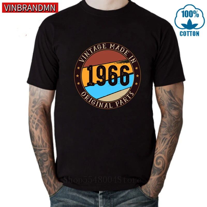

Vintage 1966 Made in All Original Parts T Shirts Men 2020 Casual Fashion Born in 1966 T-shirt Retro Classic 54th Birthday Tshirt