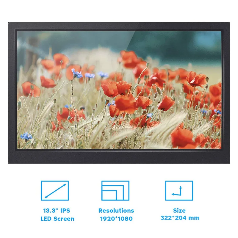 

Portable Monitor 1080P Full HD IPS Screen with HDMI-Compatible Port Built-in Stereo Speakers for Phone Laptop Camera Display