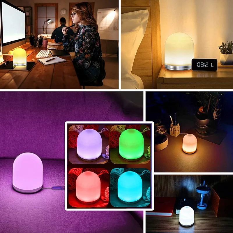 

Night Light,Bedside Table Lamp for Kids with Remote with Dimmable Warm White Cool White,RGB Color Changing and Timer