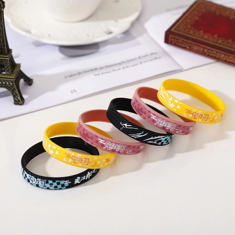 1Pc Anime Demon Slayer Kimetsu No Yaiba Blade Of Ghost Wristband Rubber Silicone Men Bracelet Sport Jewelry Gifts - купить по