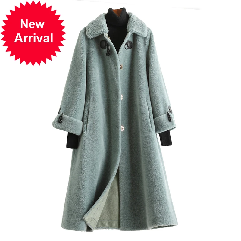 

Зимнее женское Шерстяное меховое пальто, куртка, Женское пальто с овчиной, Женская длинная меховая парка, Тренч A50004