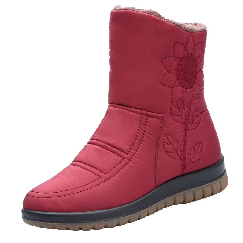 

Новинка 2021, водонепроницаемые зимние ботинки, женские зимние ботинки на плоской подошве с вышивкой