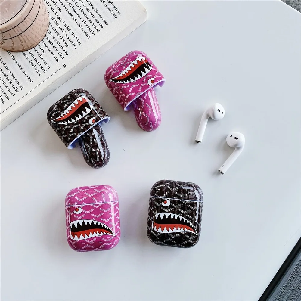 Модный бренд, большой рот, Акула, Роскошный Жесткий Чехол для Apple Airpods 1/2, противоударный беспроводной Bluetooth защитный чехол для наушников