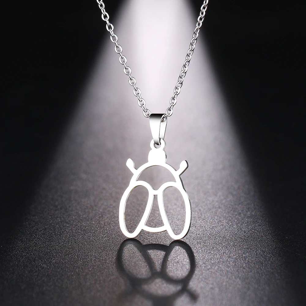 DOTIFI ожерелье из нержавеющей стали для женщин с божьей коровкой золотистого и