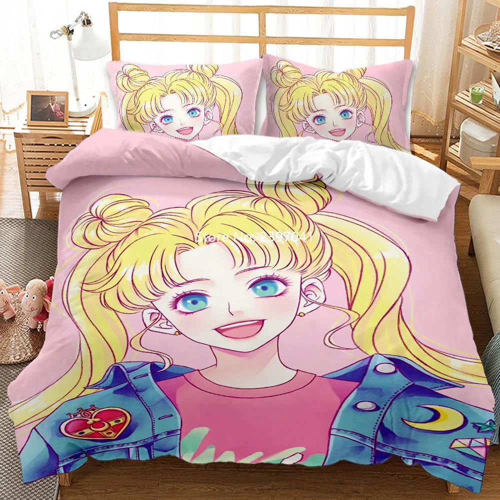 

Beauty Girl Cartoon Bedding Set 3D Printing Cartoon Beautiful Quilt Cover Pillowcase Suitable for Girls and Boys Home Textile