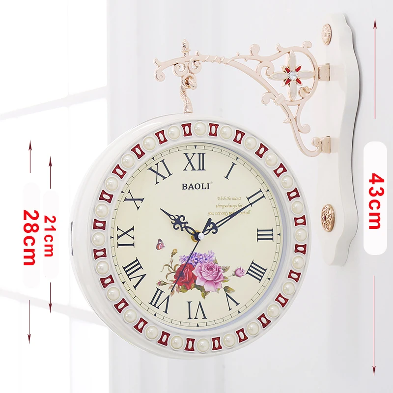 clock 6 Настенные часы с двойным лицом, европейские, для гостиной, кабинета, винтажные часы, современный дизайн, аксессуары для украшения дома, цифровые часы - Цвет: clock 6