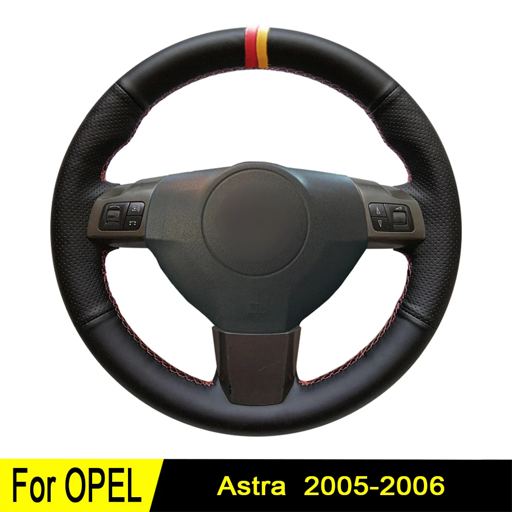 

Car Steering Wheel Cover For Opel Astra 2006 2005 Vauxhall Astra DIY Black Soft Artificial Leather Hand-stitched Wear-resistant