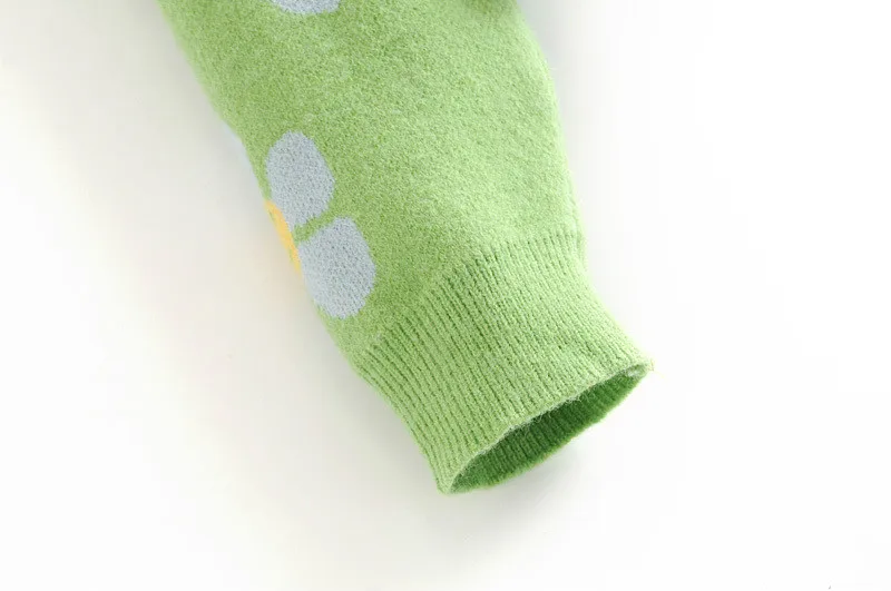 Fashion Winter Sweaters Cute Light Green Symbol Life Spring with Flower Print Women Tops Christmas |