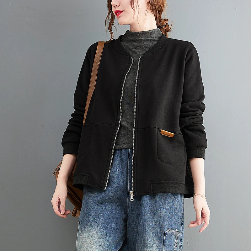 

2021 Autumn New Style Korean Casual Jacket Female Literary All-match Temperament Loose Plus Size Slim Top Coat Women
