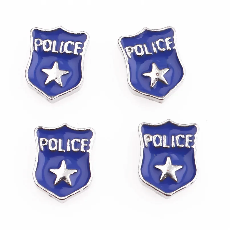 20 шт./лот голубая полиция пентаграмма плавающие шармы подходят для памяти стекло