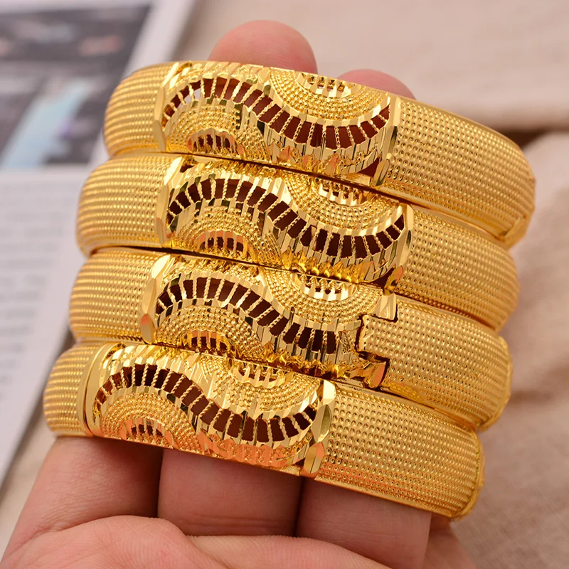 24K волна браслет 4 шт./лот Дубай Свадебные браслеты для женщин Арабский