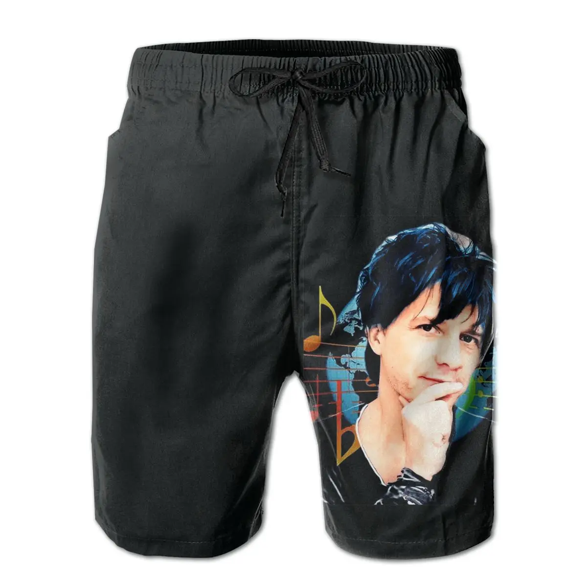 

R145 Loose Nicolas Sirkis Indochine Short Breathable Quick Dry Humor Graphic Hawaii Pants