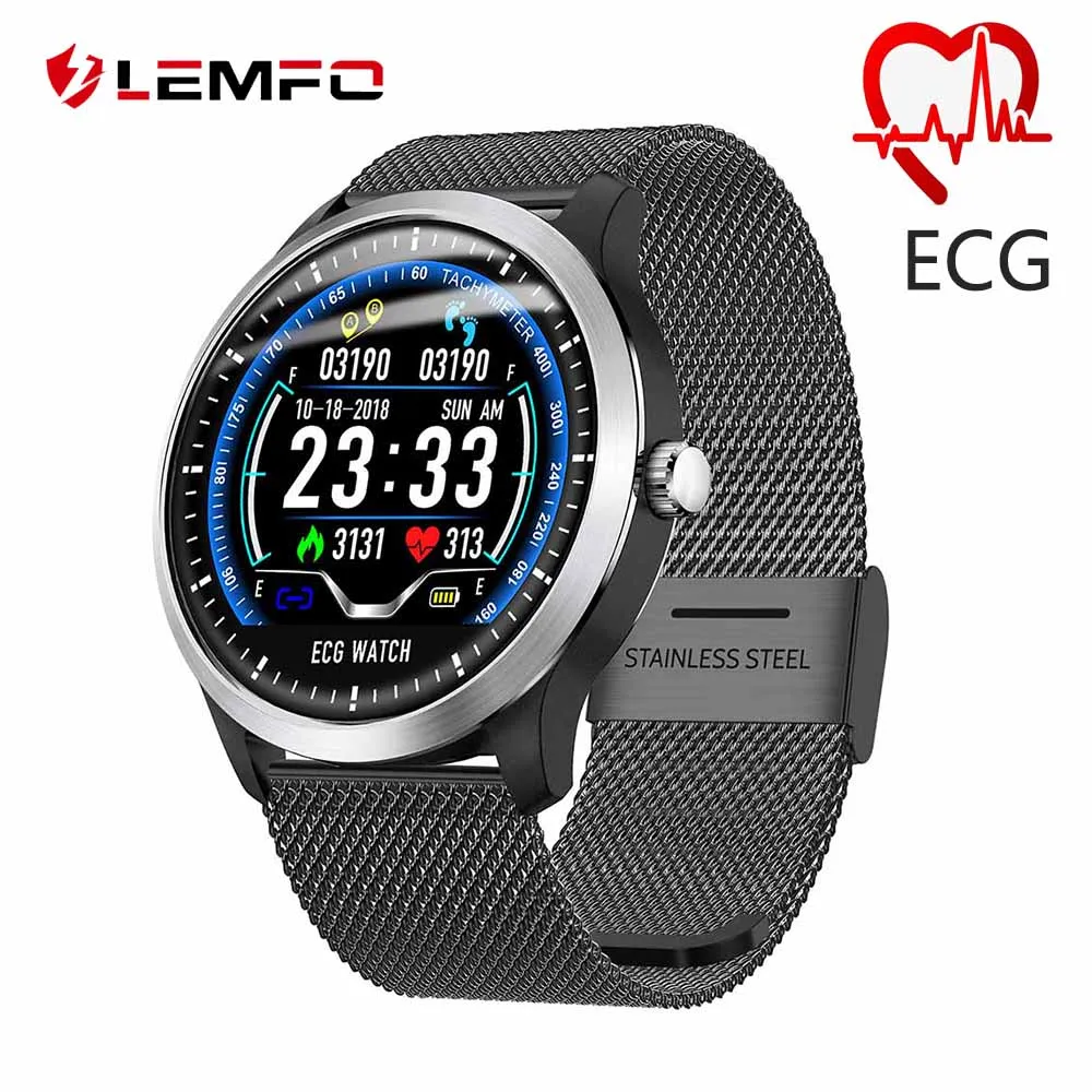 LEMFO N58 PPG+ ЭКГ умные часы для мужчин IP67 водонепроницаемый монитор сердечного ритма кровяное давление наручные часы ремешок сменный для пожилых