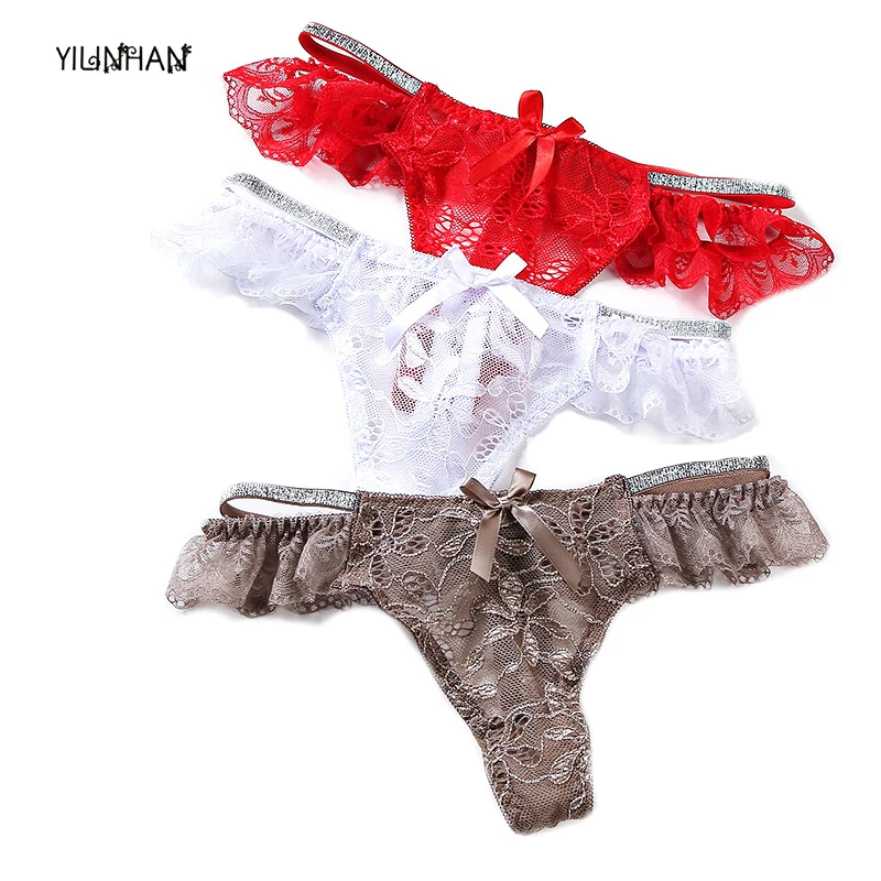 

YILINHAN Women G-string Sexy Lace Underwear Ladies Panties Lingerie Bikini Underwear Pants Thong Intimatewear 3 Pieces