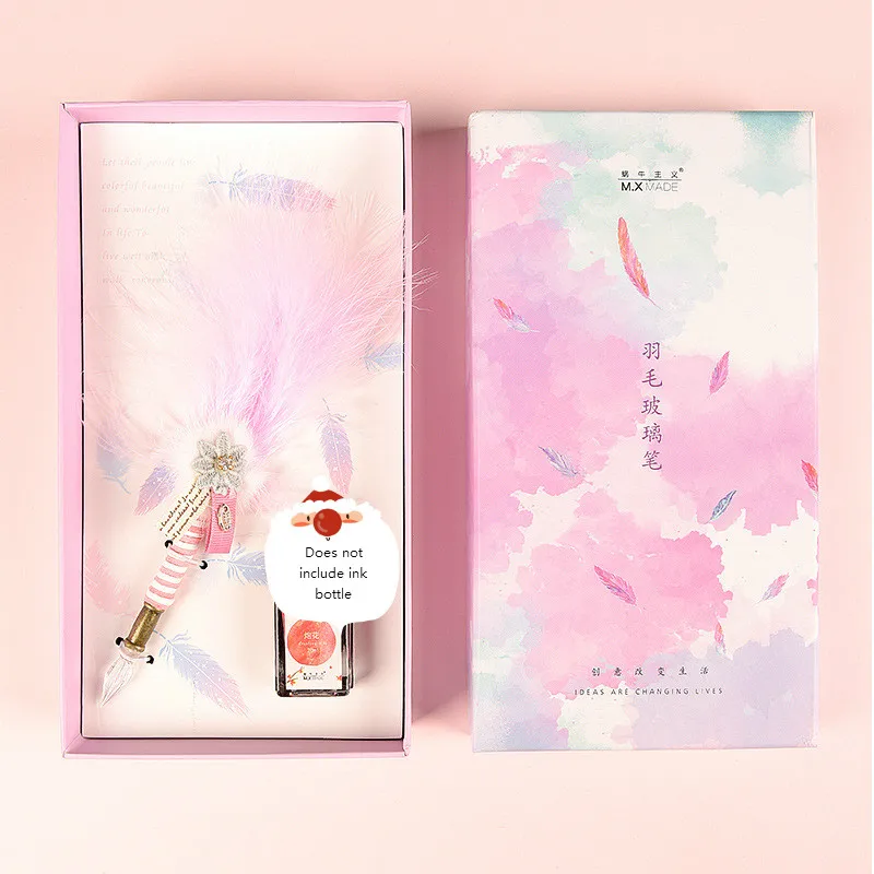 Креативный набор водных ручек ручка из стекла с перьями Подарочная коробка