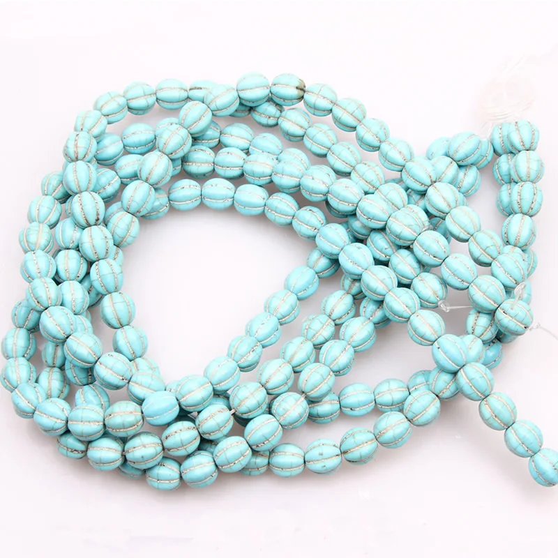 10/12/14 мм круглый Turquois Тыква бисера говлита вырезать фонарь бусины с большим