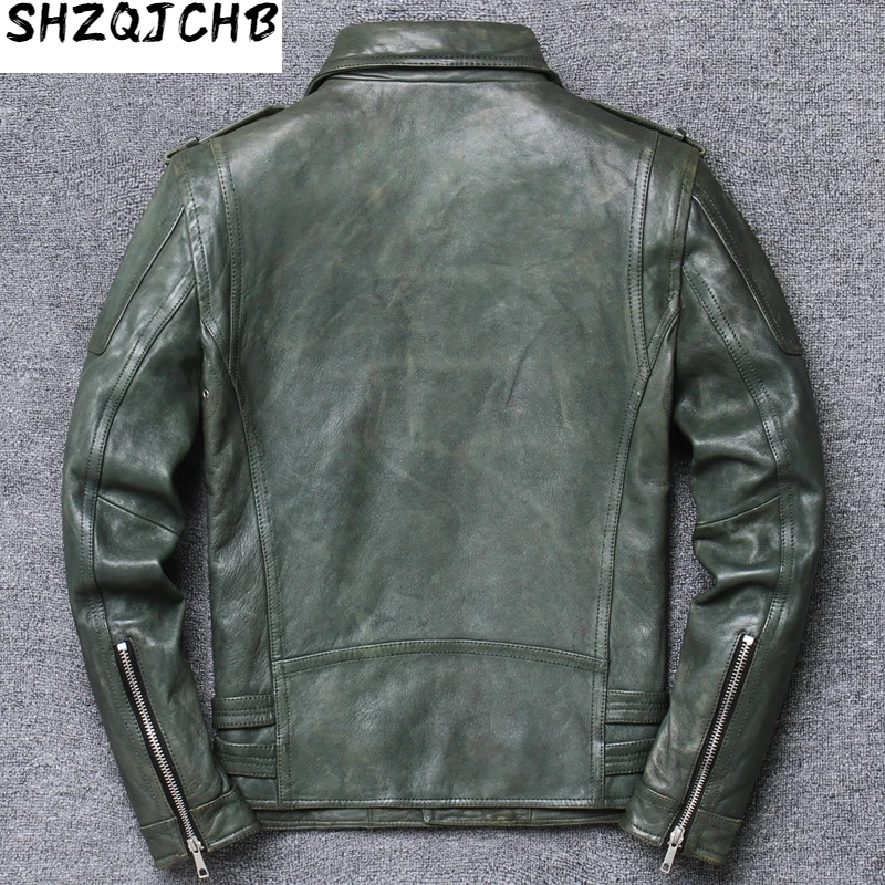 

JCHB 2021 Vintage Leather Jacket Men Spring Sheepskin Genuine Leather Jacket Motorcycle Slim Mens Leather Jacket Casaco V-17003